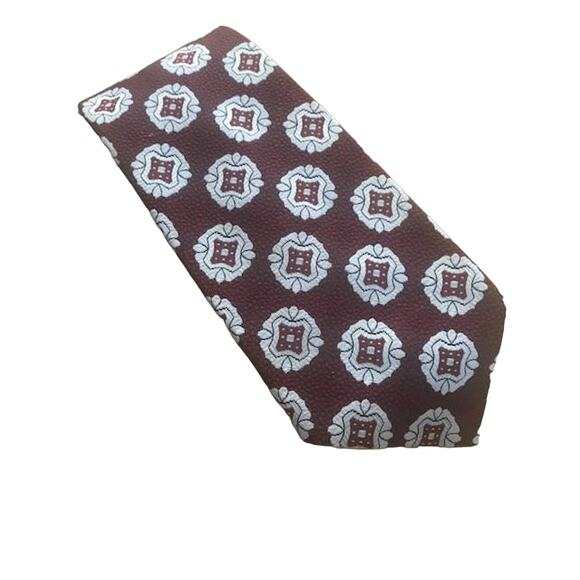 Vintage Maroon and White Printed Wide Tie, Towncraft Par Excellence, Penneys Tie - Picture 1 of 7